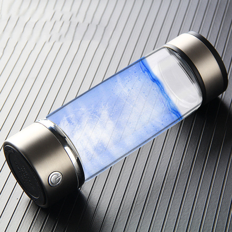 "Rechargeable Quantum Hydrogen-rich Water Glass Cup: Stay hydrated with revitalizing hydrogen-rich water on-the-go!"