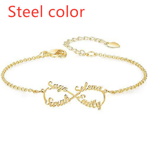 Customize your style with our stainless steel name bracelet—an elegant, personalized accessory for a unique touch.