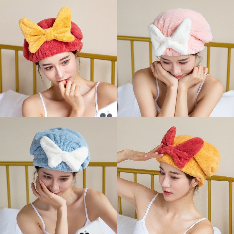 "Upgrade your routine with our chic Hair Drying Bow Shower Cap – ultimate style meets functionality!"