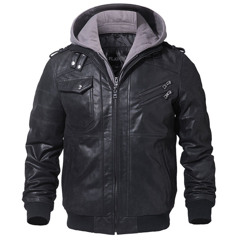 "Elevate your style with our Motorcycle Leather Jacket Men - Zip up warmth and streetwear flair." image 3