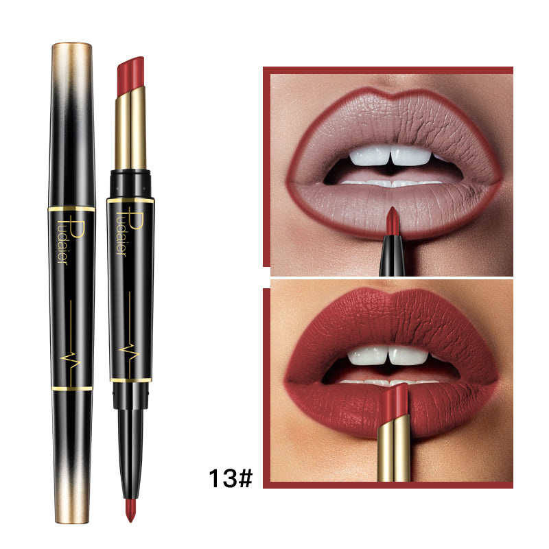 "Enhance your lips with our pudaier double-ended lipstick and liner – the ultimate duo for perfect pouts."