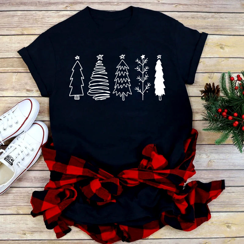 Festive Foreign Trade Christmas Tree T-shirt for Men and Women - celebrate the season in style! image 24