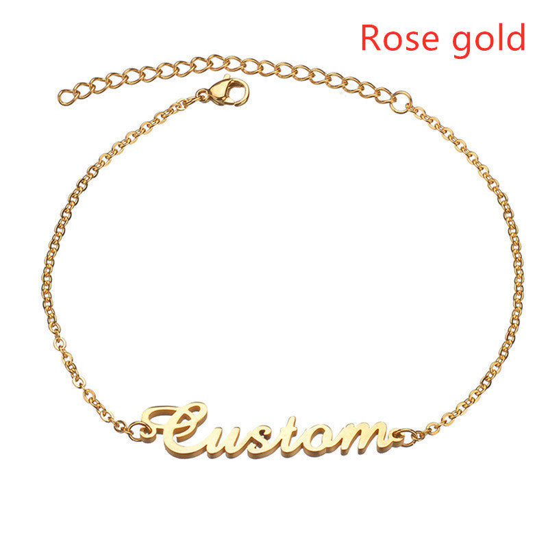 Customize your style with our stainless steel name bracelet—an elegant, personalized accessory for a unique touch.
