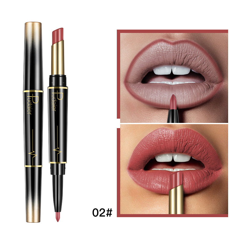 "Enhance your lips with our pudaier double-ended lipstick and liner – the ultimate duo for perfect pouts."