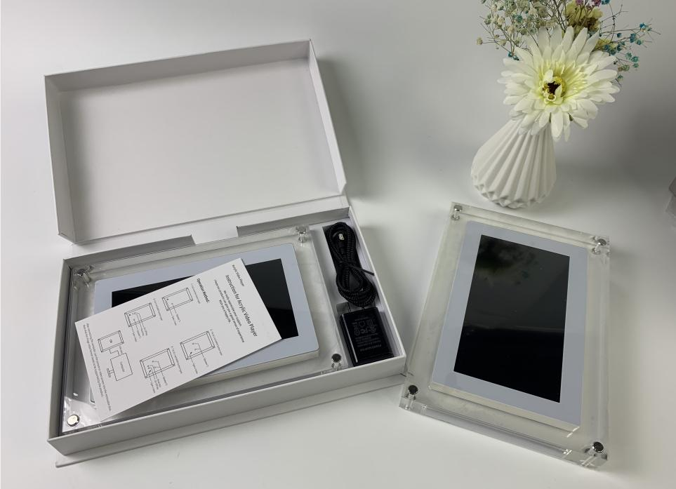 "Elevate memories with our Acrylic Digital Photo Video Frame – modern elegance for cherished moments."