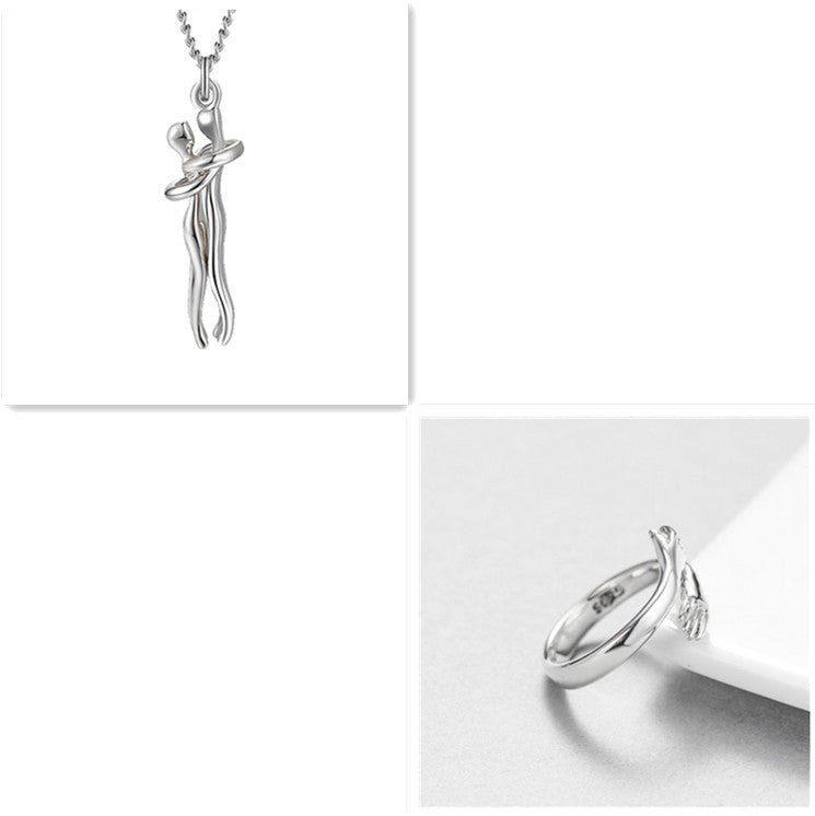 Love Hug Pendant Unisex Necklace Valentines Day Lover Gift