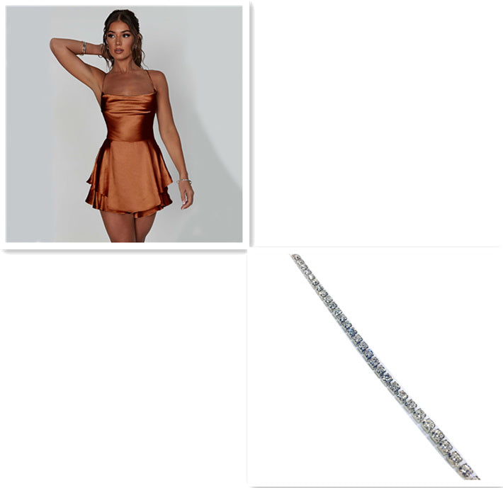 "Captivate in our backless satin dress – a chic blend of allure and sophistication for women."