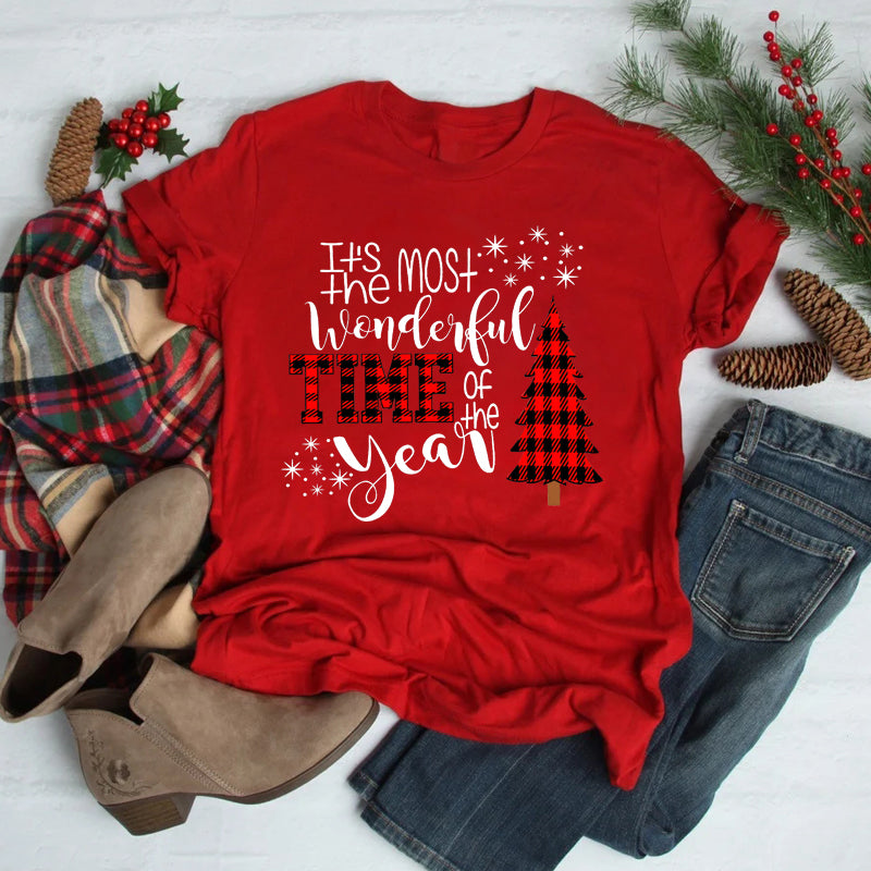 Festive Foreign Trade Christmas Tree T-shirt for Men and Women - celebrate the season in style! image 4