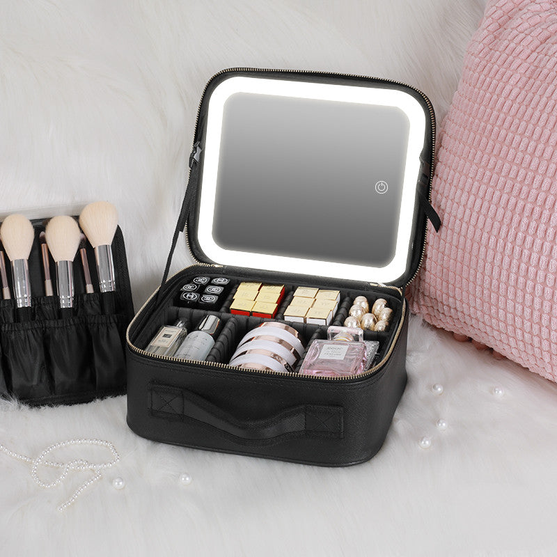 "Illuminate your beauty on the go with our Smart LED Cosmetic Makeup Travel Bag."