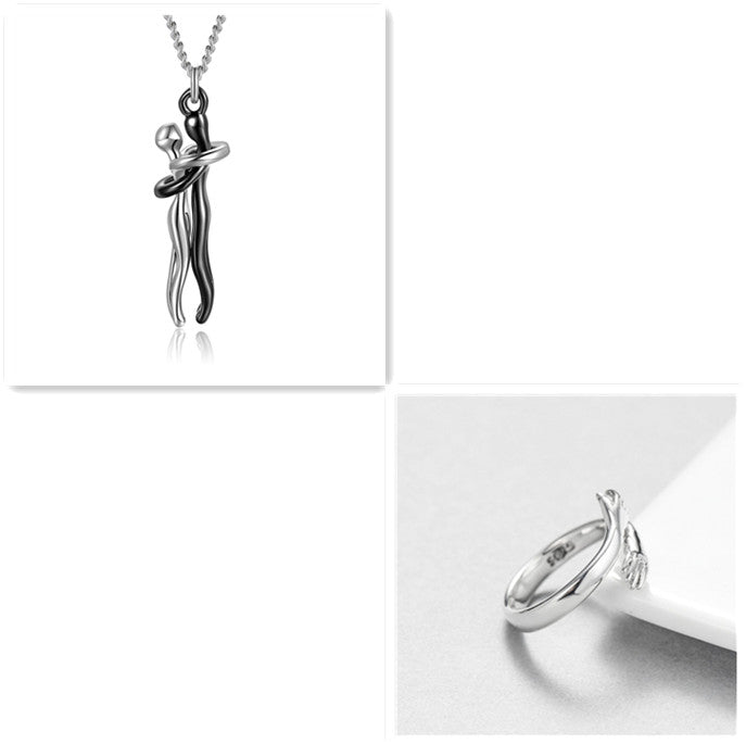 Love Hug Pendant Unisex Necklace Valentines Day Lover Gift