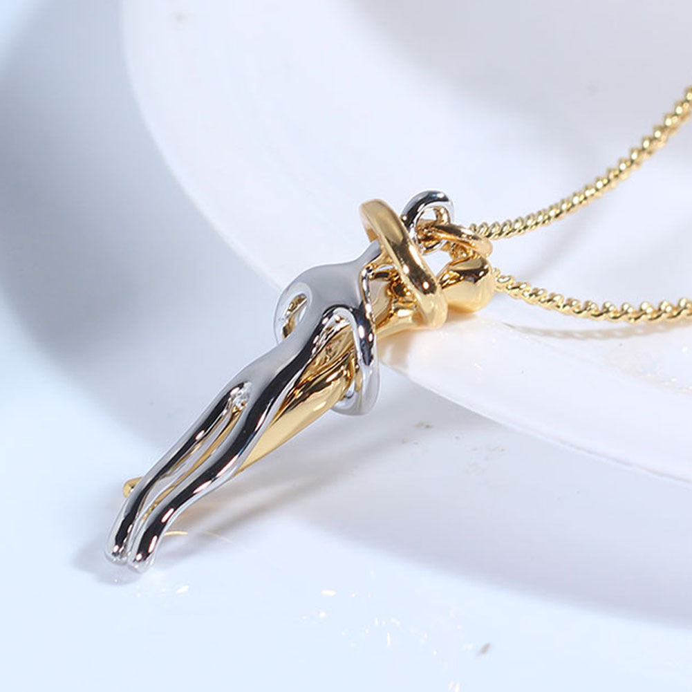 "Unisex Love Hug Pendant Necklace – Ideal Valentines Day Lover Gift. Express eternal love stylishly." image 3