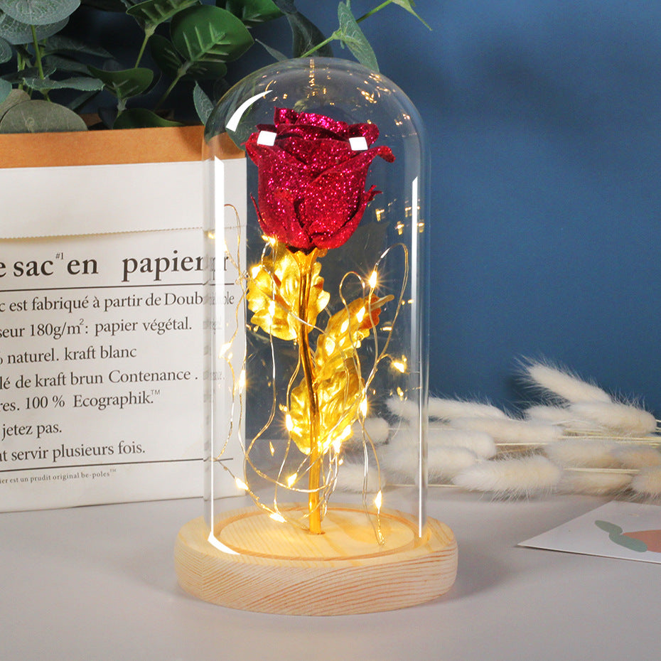"Eternal Rose Flowers LED Light in Glass Cover - Perfect Day Valentine's Day Gift for Girlfriend"