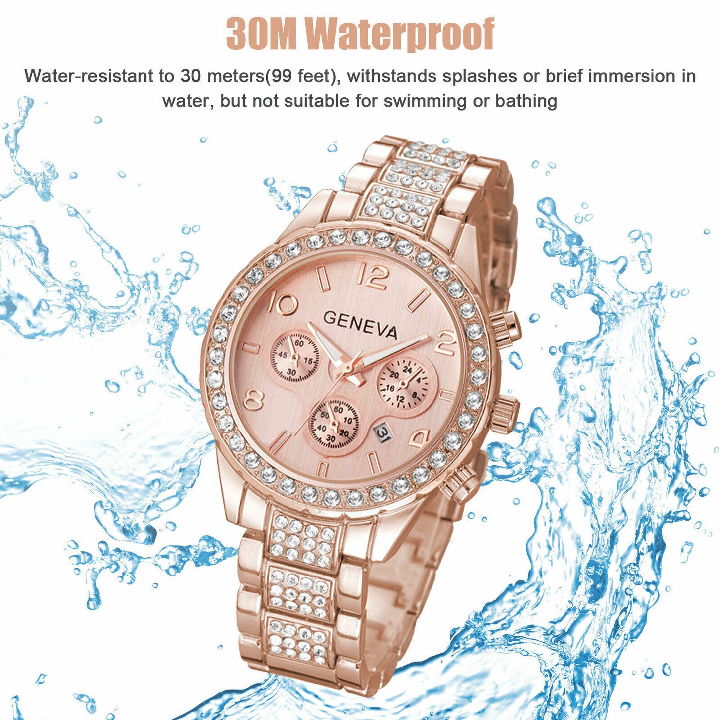 Waterproof Crystal Quartz Women's Luxury Watch