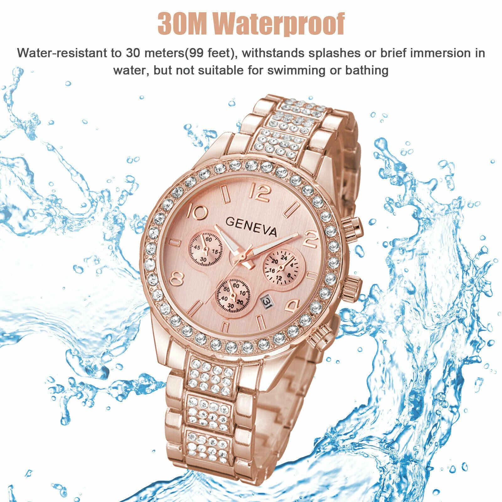 Waterproof Crystal Quartz Women's Luxury Watch