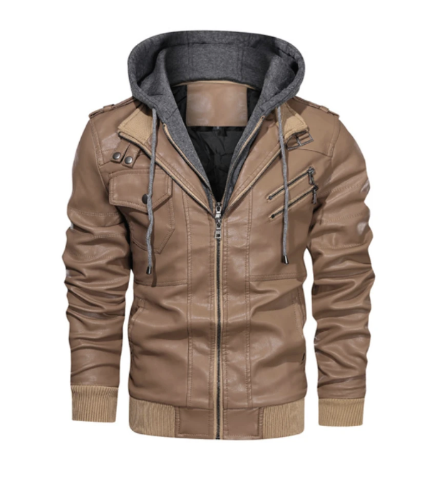 "Elevate your style with our Motorcycle Leather Jacket Men - Zip up warmth and streetwear flair." image 5