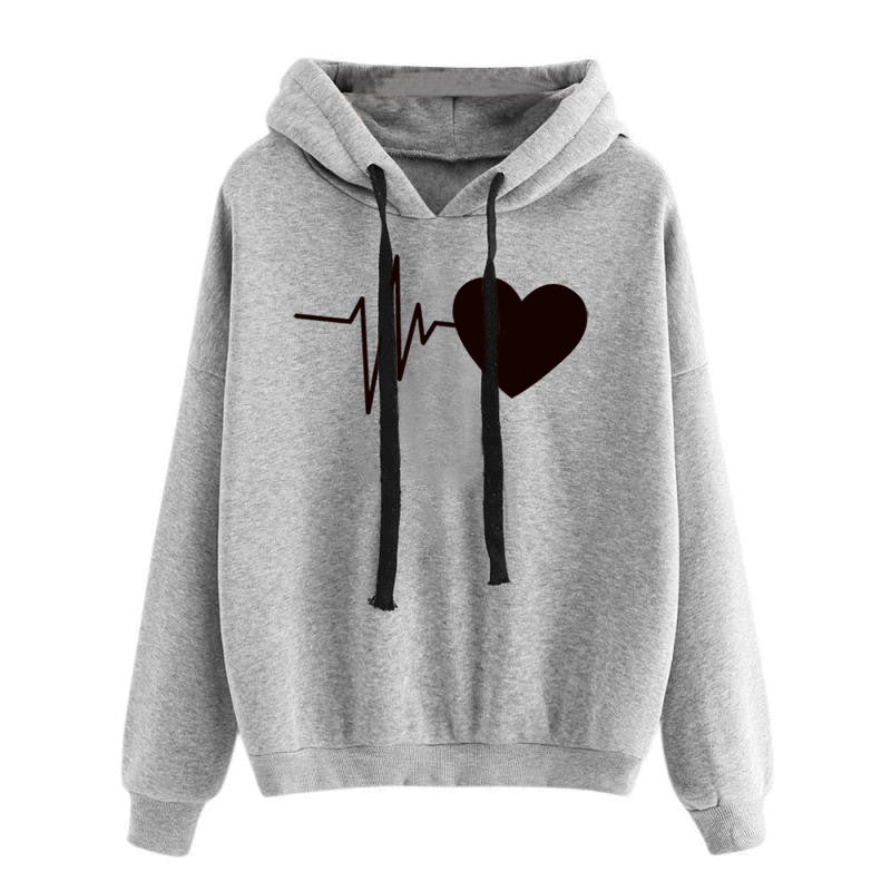 "Shop our Heart Print Streetwear Hoodies – perfect blend of style and comfort for women."