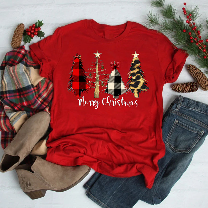 Festive Foreign Trade Christmas Tree T-shirt for Men and Women - celebrate the season in style! image 6
