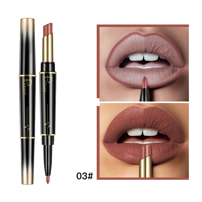 "Enhance your lips with our pudaier double-ended lipstick and liner – the ultimate duo for perfect pouts."