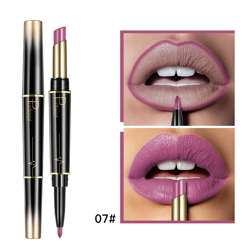 "Enhance your lips with our pudaier double-ended lipstick and liner – the ultimate duo for perfect pouts."