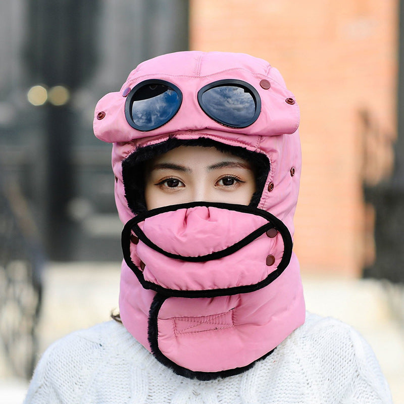 "Stay cozy on winter adventures with our Thermal Trapper Hat featuring built-in glasses. Shop now!" image 6