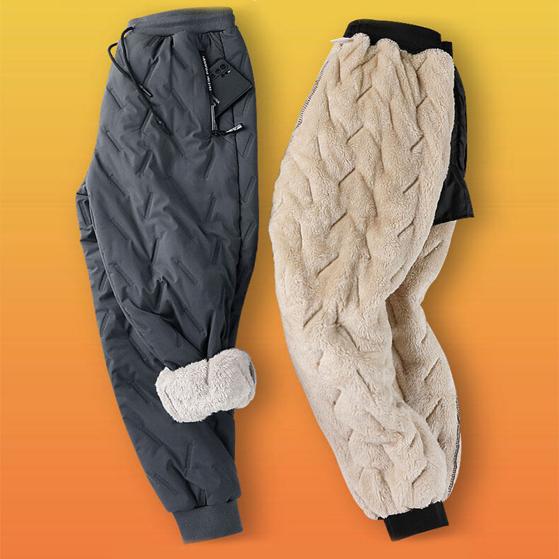 Men's Trousers Winter Velvet Thickening Loose Fleece Pants With Zip Pocket Large Size Windproof Warm Jogging