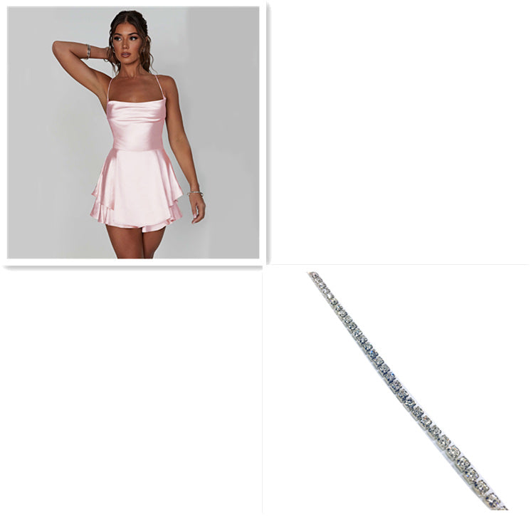 "Captivate in our backless satin dress – a chic blend of allure and sophistication for women."
