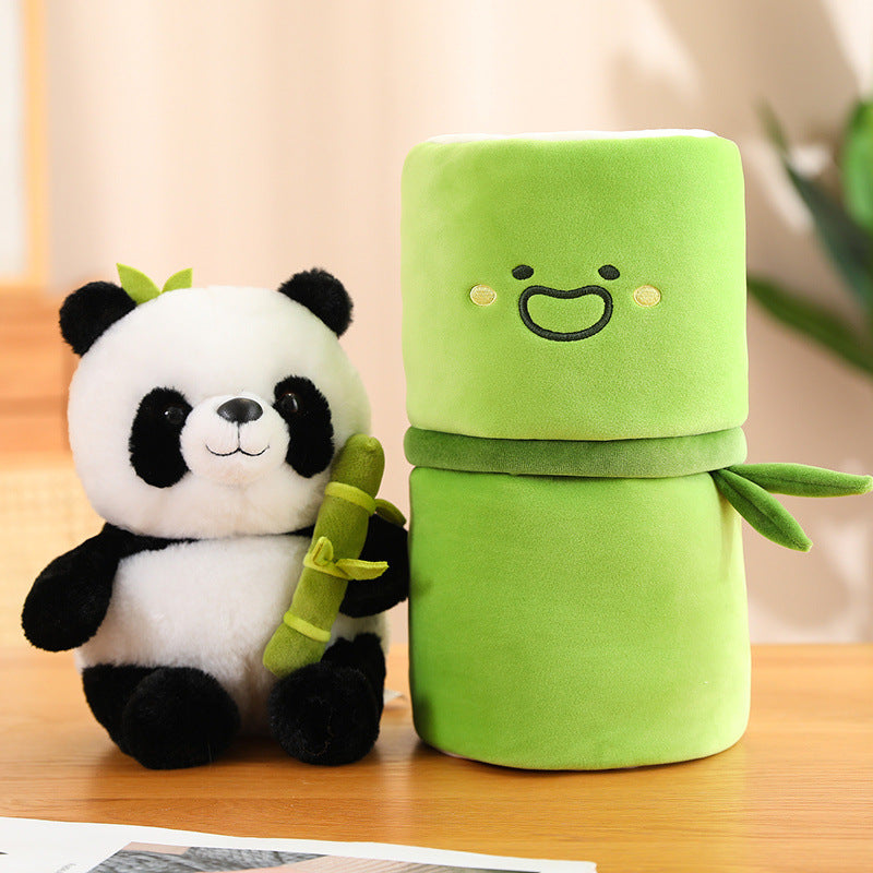 Bamboo Tube Flower Panda Pillow, Simulated Comfort