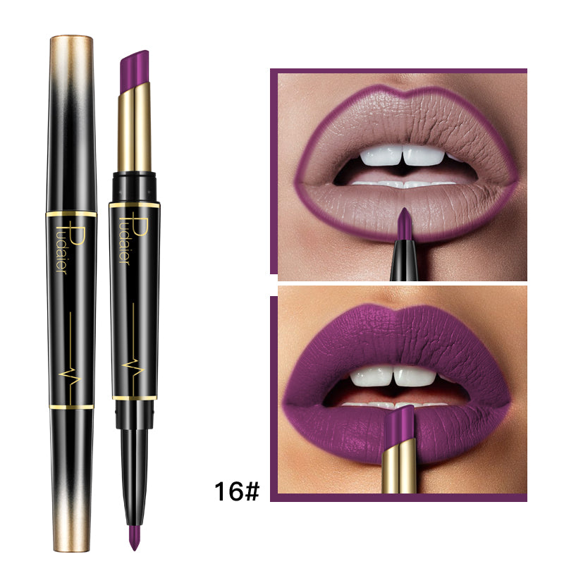 "Enhance your lips with our pudaier double-ended lipstick and liner – the ultimate duo for perfect pouts."
