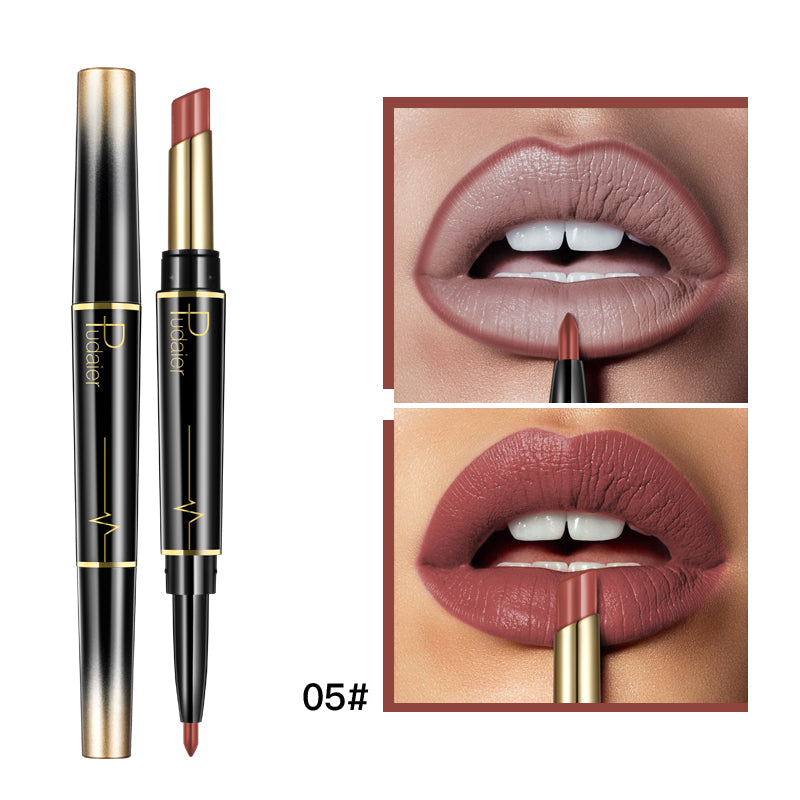 "Enhance your lips with our pudaier double-ended lipstick and liner – the ultimate duo for perfect pouts."