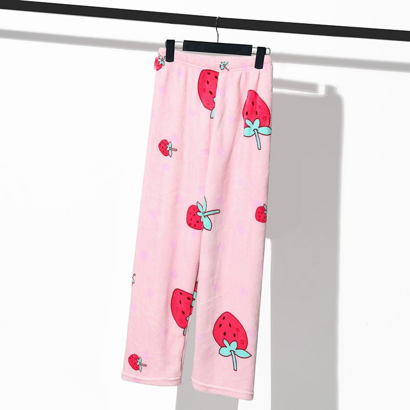 "Cozy up in Cartoon Flannel Snug Warm Home Pants – your autumn and winter essential for comfort and style!" image 6