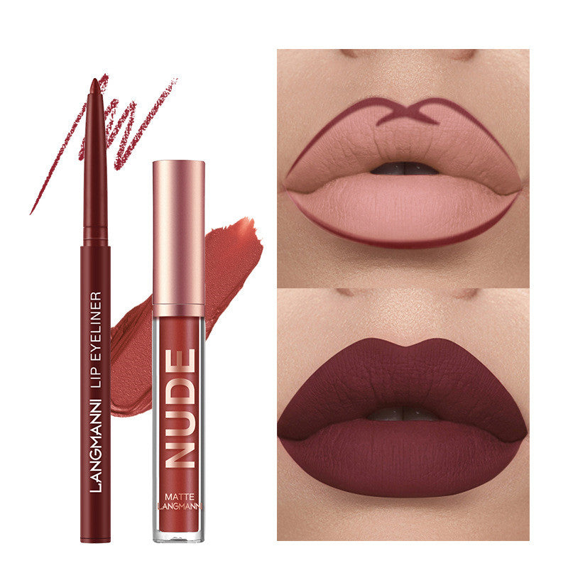 "12-piece Waterproof Matte Lipstick Set: 6 Lipsticks, 6 Lip Liner Pens - Available Now!"