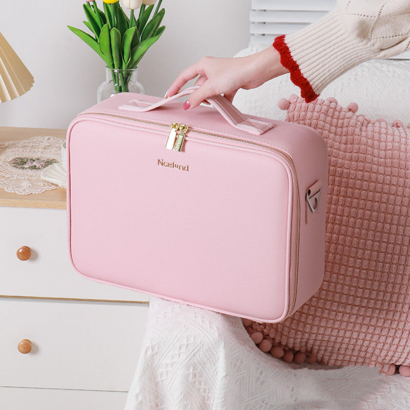 "Illuminate your beauty on the go with our Smart LED Cosmetic Makeup Travel Bag."
