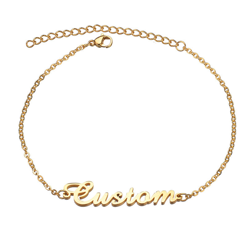 Customize your style with our stainless steel name bracelet—an elegant, personalized accessory for a unique touch.