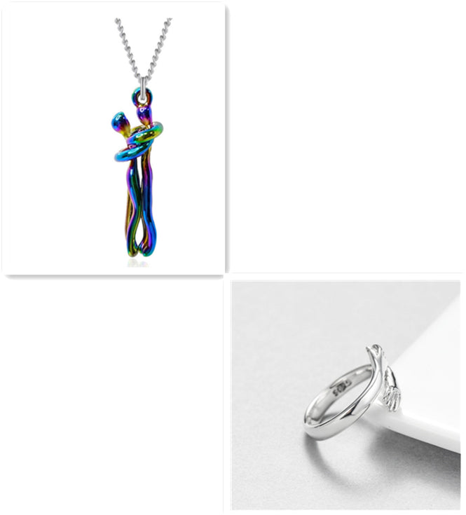 Love Hug Pendant Unisex Necklace Valentines Day Lover Gift