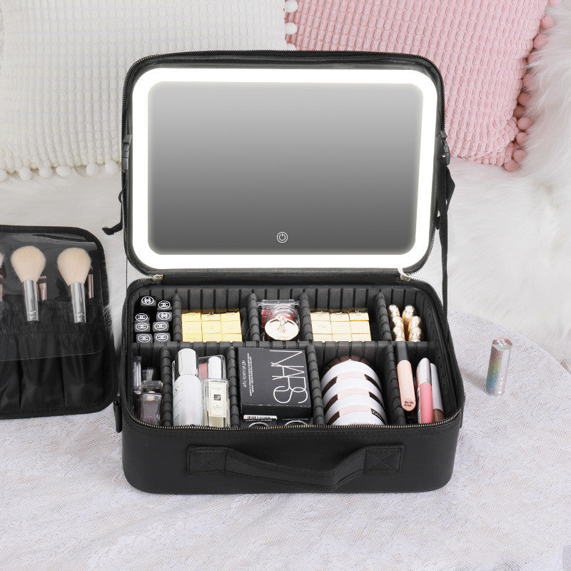 "Illuminate your beauty on the go with our Smart LED Cosmetic Makeup Travel Bag."