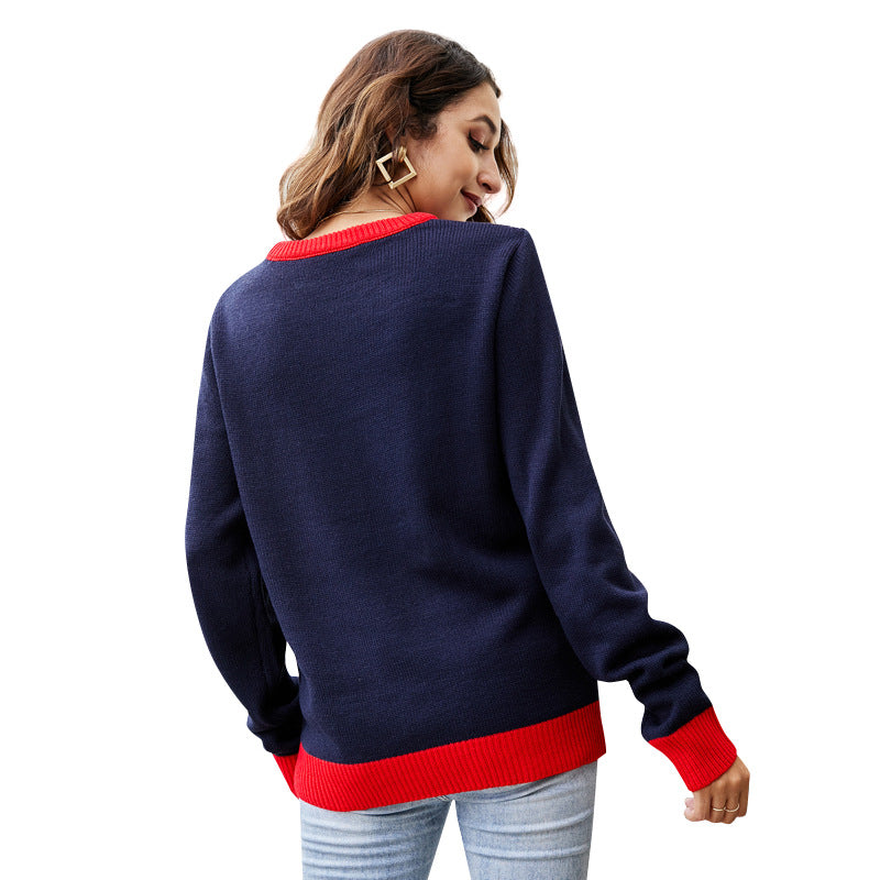 Festive Women's Christmas Sweater: Cute Santa design for holiday cheer—available in-store for cozy celebrations! image 5