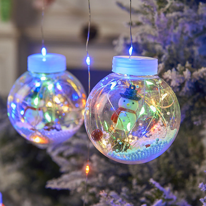 "Festive LED Christmas Curtain Lamp String for charming Christmas window decor. Snowman and Wishing Ball theme." image 8