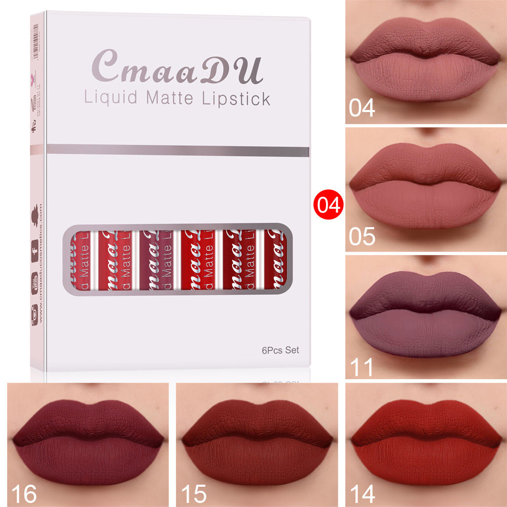 "Luscious lips await! Shop our Matte Non-stick Cup Waterproof Lipstick Set for enduring beauty today." image 2
