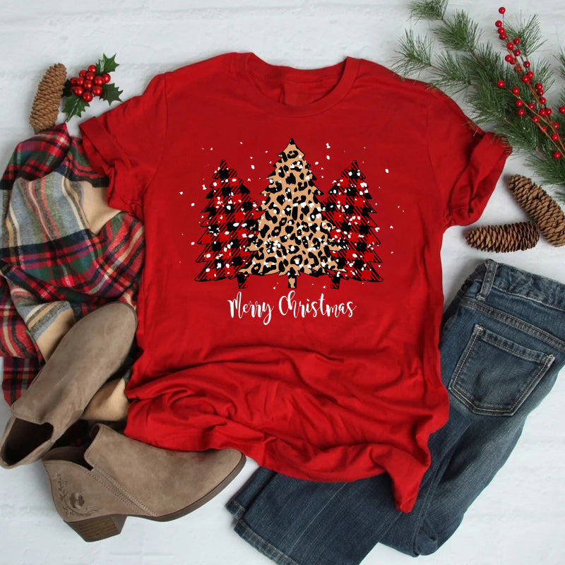 Festive Foreign Trade Christmas Tree T-shirt for Men and Women - celebrate the season in style! image 5