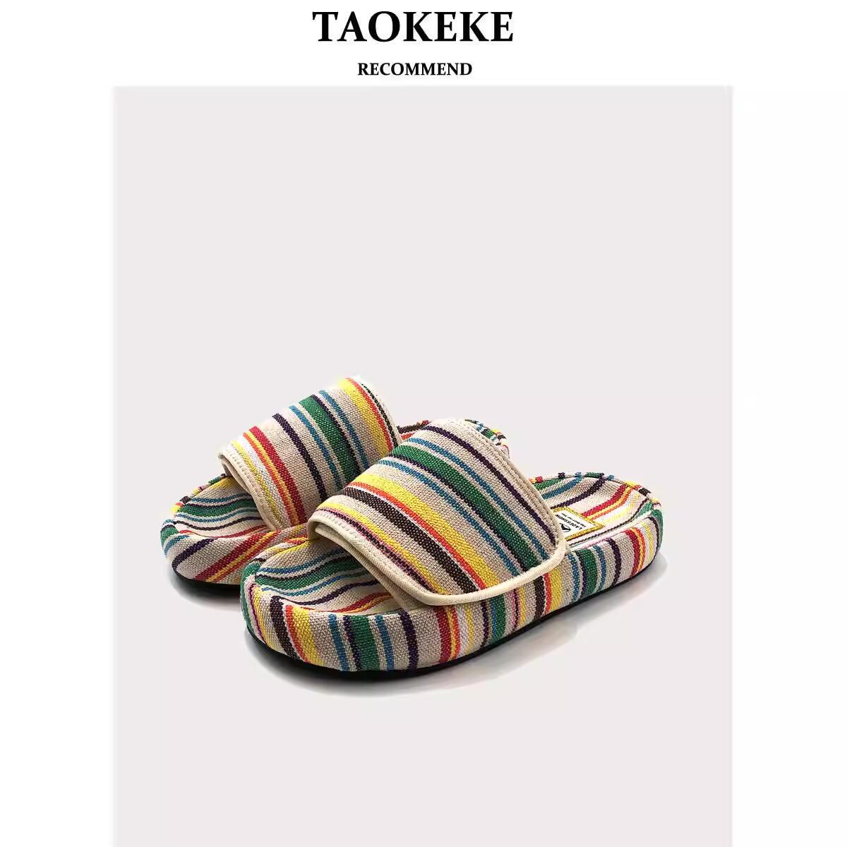 Summer Rainbow Canvas Outerwear Flip Flops