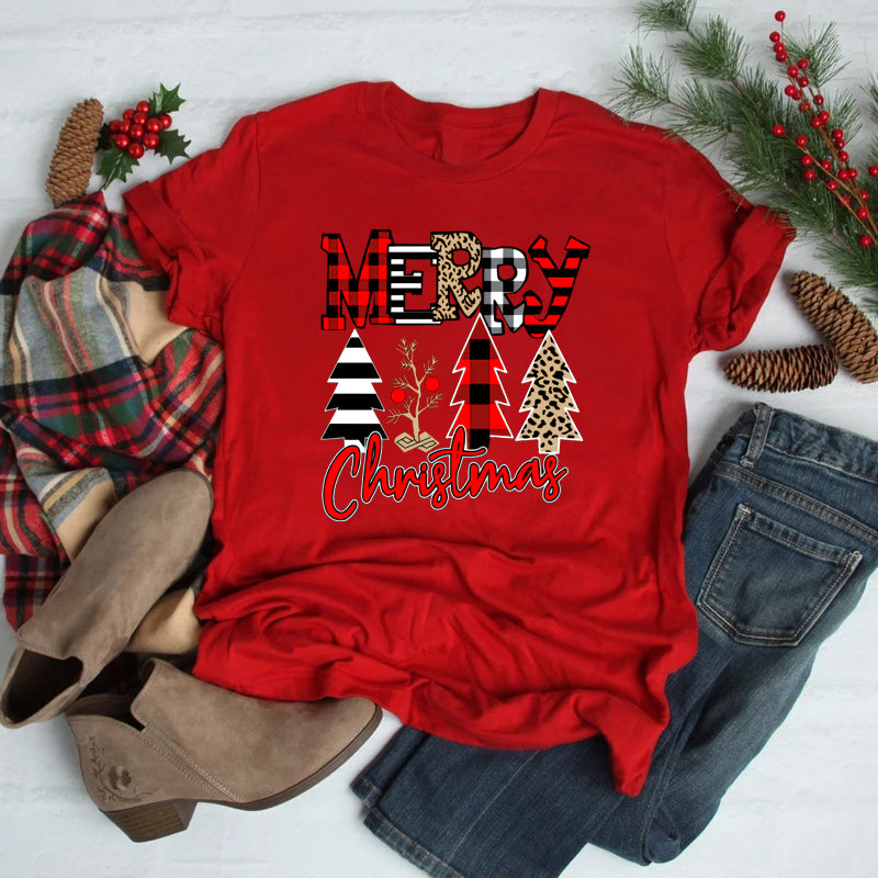 Festive Foreign Trade Christmas Tree T-shirt for Men and Women - celebrate the season in style! image3