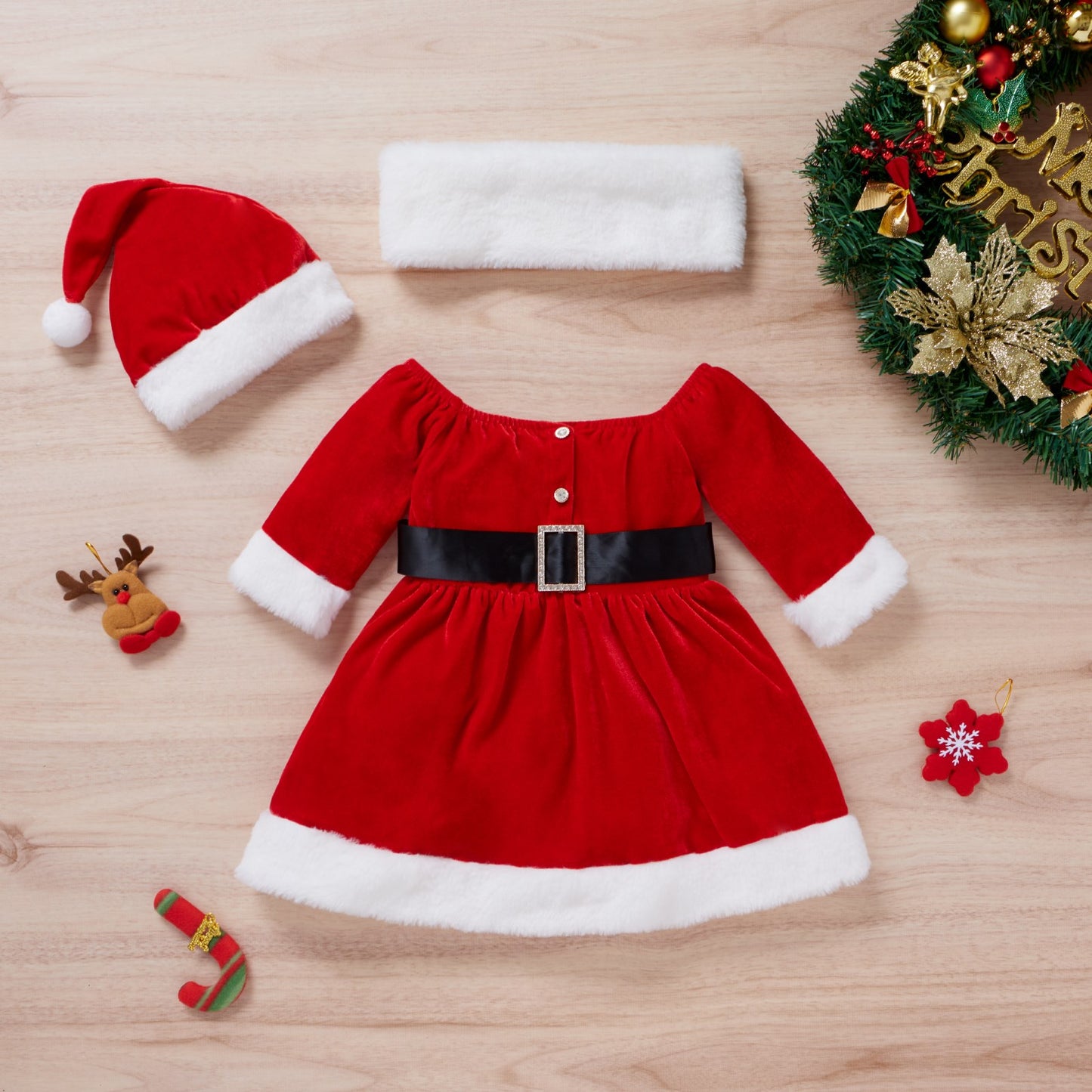 Adorable Toddler Christmas Dress with Hat & Scarf – festive charm for your little one! Available now. image 5