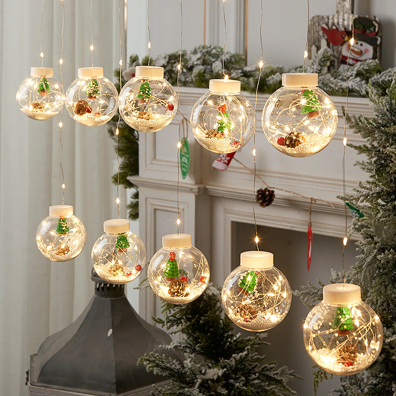 "Festive LED Christmas Curtain Lamp String for charming Christmas window decor. Snowman and Wishing Ball theme." image 6