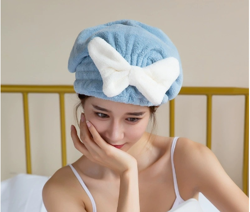 "Upgrade your routine with our chic Hair Drying Bow Shower Cap – ultimate style meets functionality!"