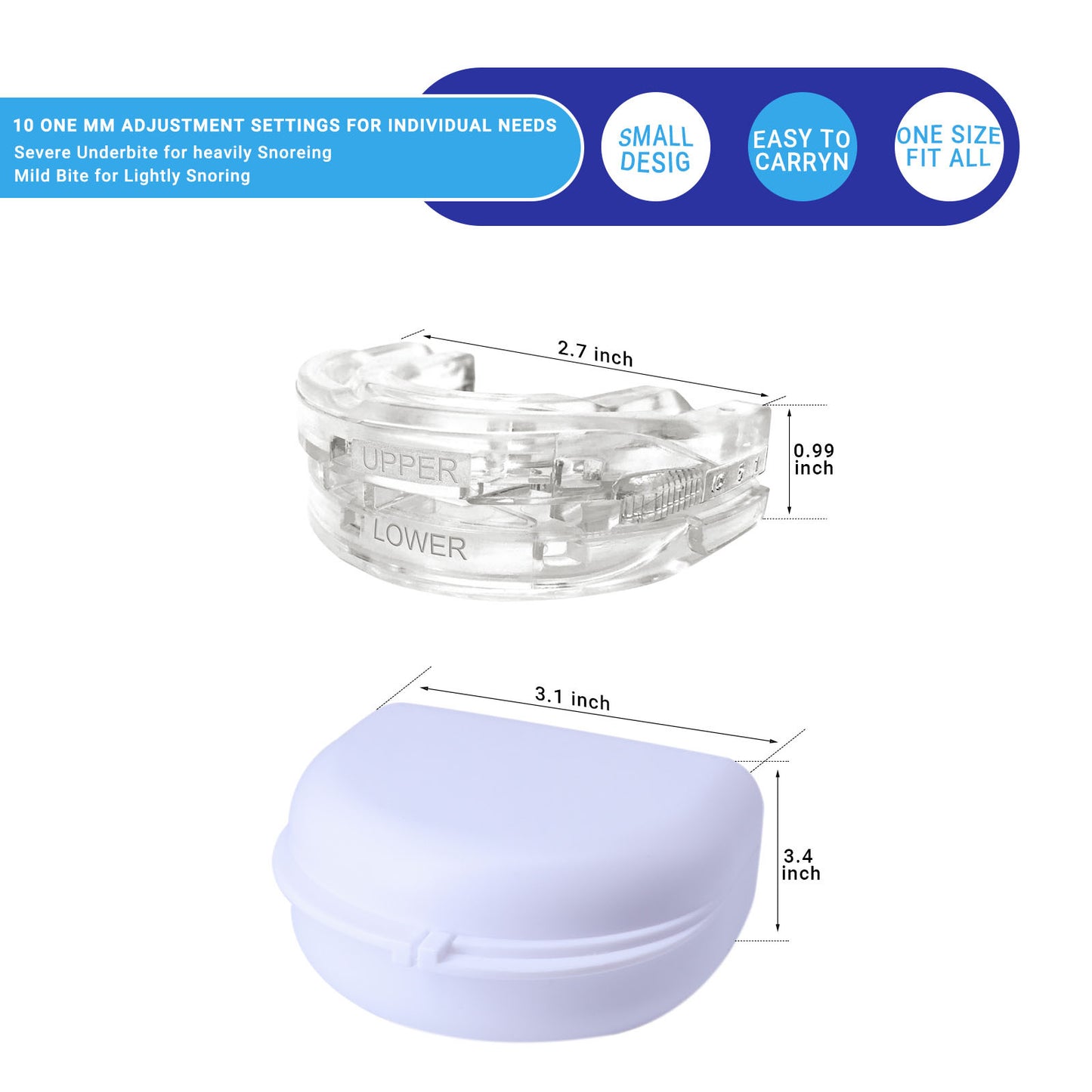Combat snoring with our Adjustable Braces Mouthpiece—max comfort, minimal noise for a restful night's sleep! image