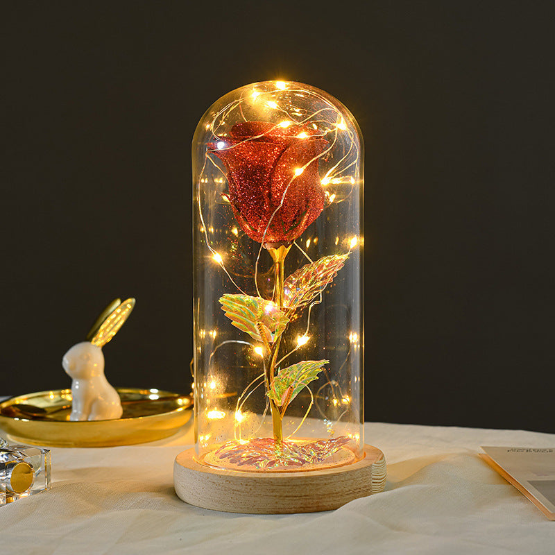 "Eternal Rose Flowers LED Light in Glass Cover - Perfect Day Valentine's Day Gift for Girlfriend"