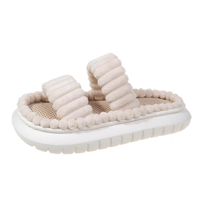 "Chic Minimalist Stripe Fuzzy Slipper – the best house shoes for women at our store!"