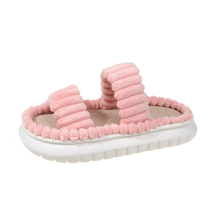 "Chic Minimalist Stripe Fuzzy Slipper – the best house shoes for women at our store!"