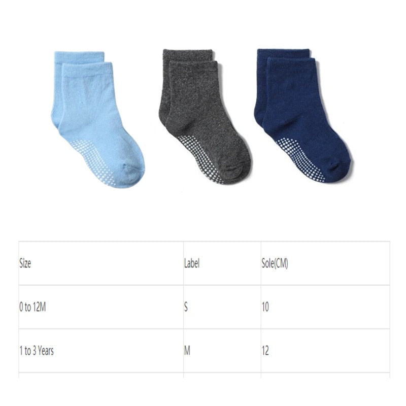 6 Pairs Children's Anti-slip Boat Socks for Boys 1-3 Years