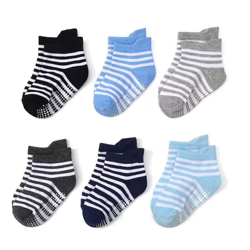 6 Pairs Children's Anti-slip Boat Socks for Boys 1-3 Years